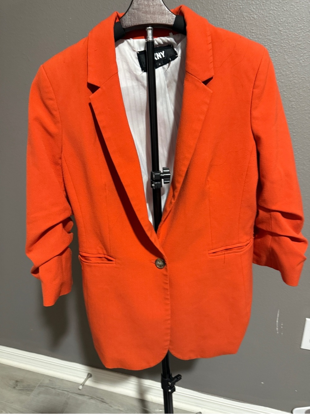 DKNY Orange Single-Button Notch Lapel Blazer